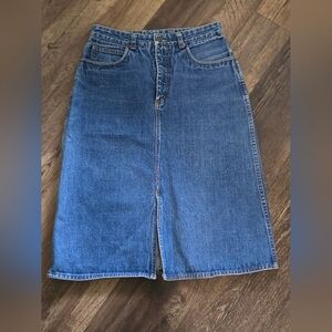 Vintage Liz Claiborne Denim Midi Skirt with Front Slit